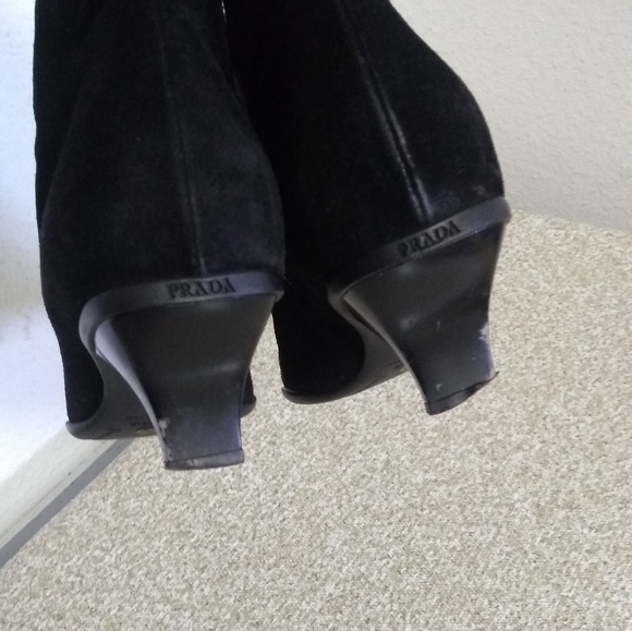 Prada Black Suede Ankle Boots - Picture 7 of 8